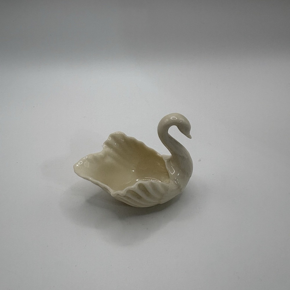 Vintage Lenox Small Ivory Porcelain Swan Figurine Trinket Dish Ring Holder